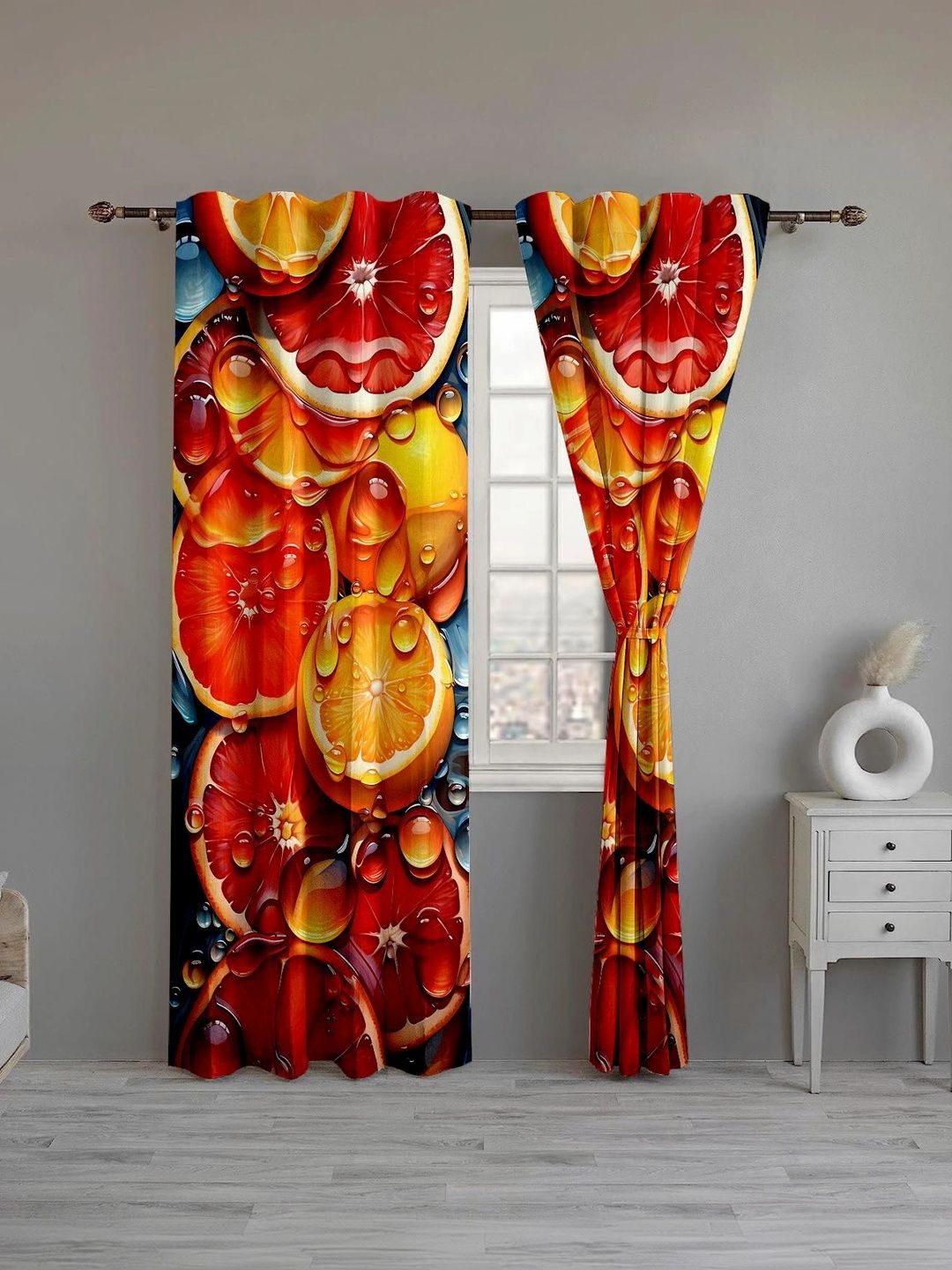 CURTAINRY Orange Quirky Long Door Curtain-image-49