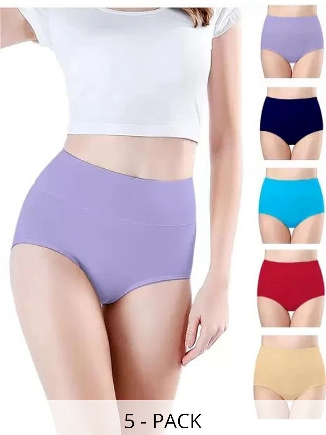 Bebron Women Pack of 5 Assorted Basic Briefs-picture-31