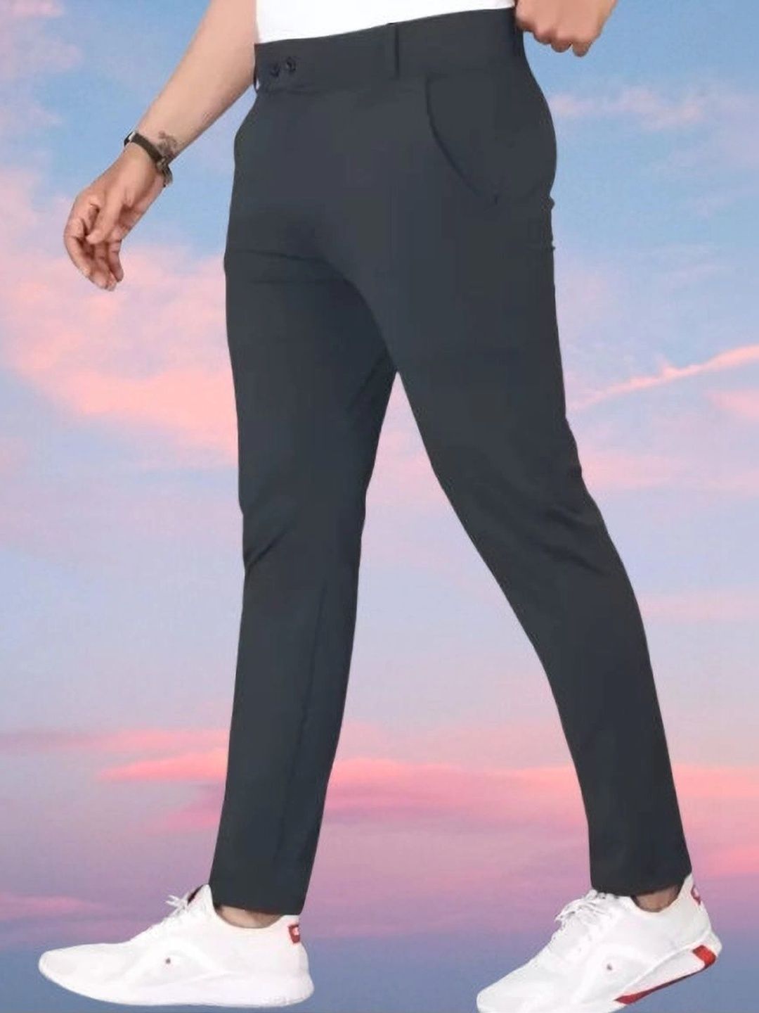 Nitya TrackP Men Cotton Slim Fit Mid-Rise Trousers-image-25