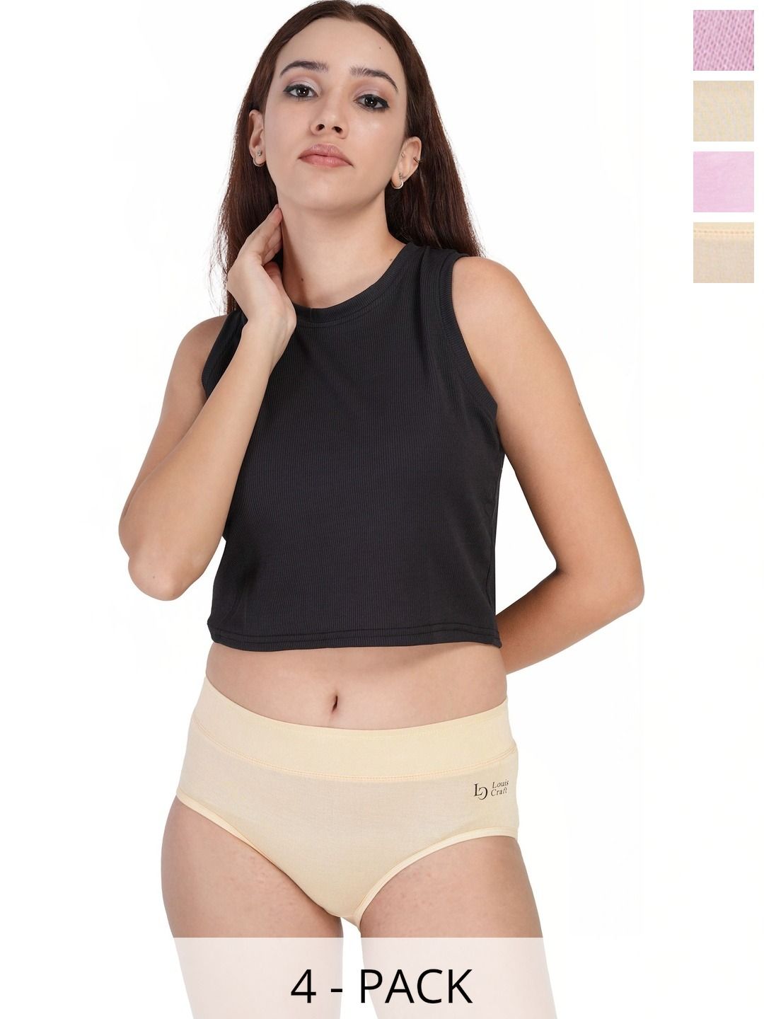 Bebron Women Pack of 4 Colourblocked Assorted Cotton Basic Briefs-picture-14