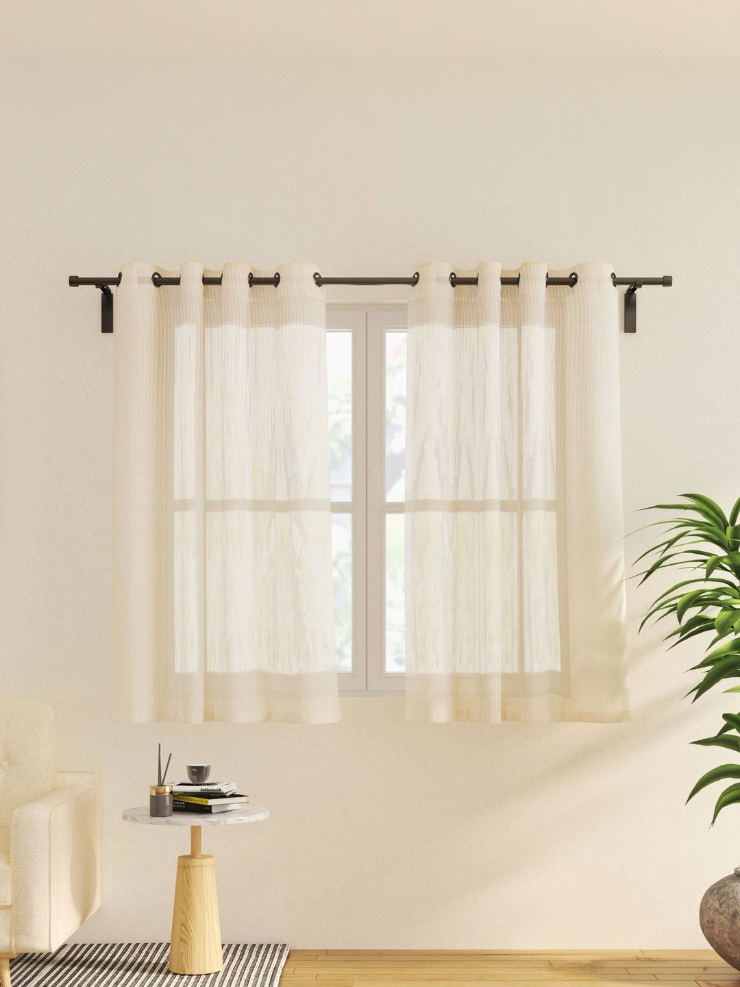 Home Centre Beige Striped Window Curtain-picture-34
