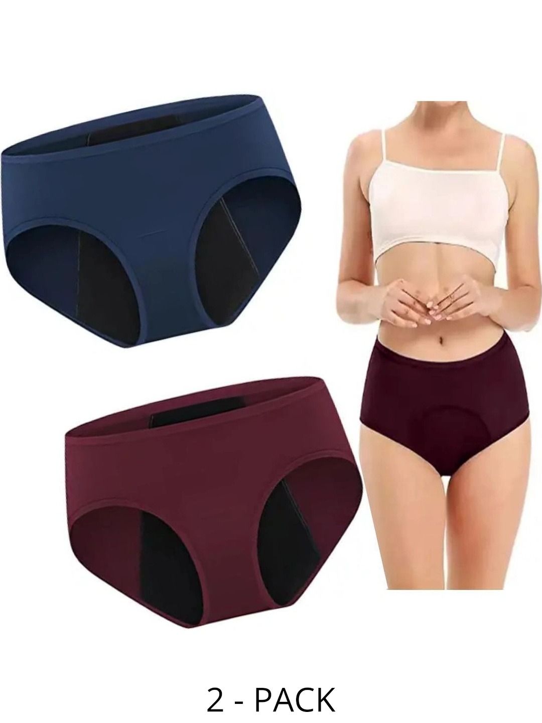 Bebron Women Pack of 2 Assorted Cotton Period Briefs-picture-45