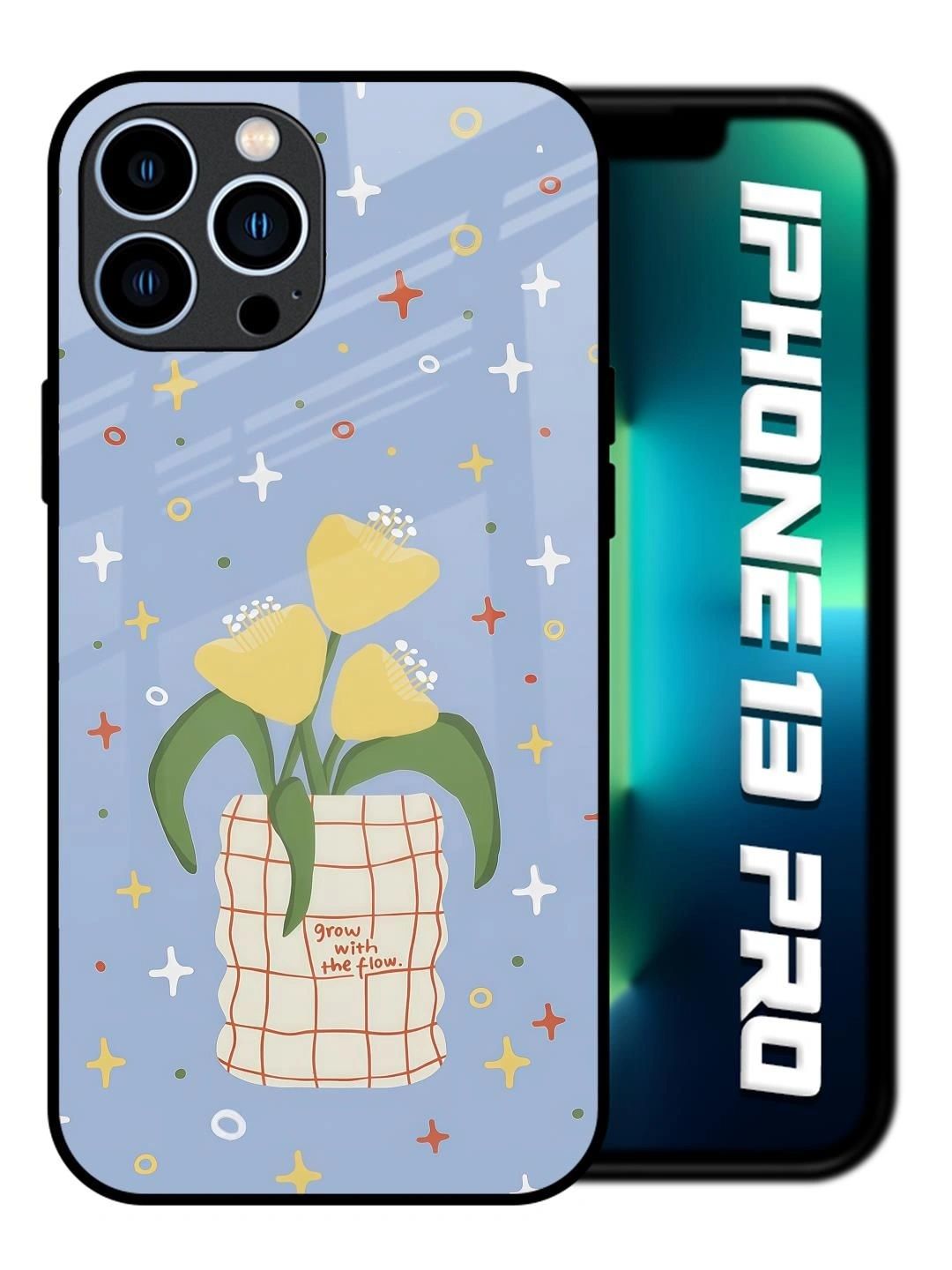 QRIOH Floral Printed iPhone 13 Pro Back Case Mobile Accessories-image-48