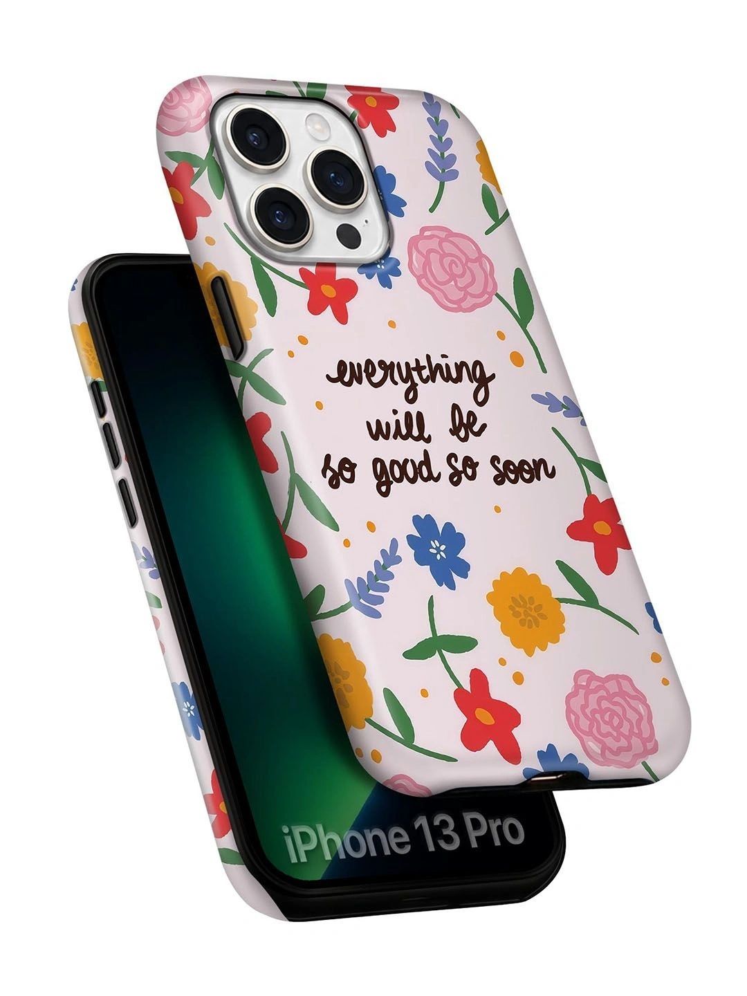 QRIOH Floral Printed iPhone 13 Pro Back Case Mobile Accessories-picture-44