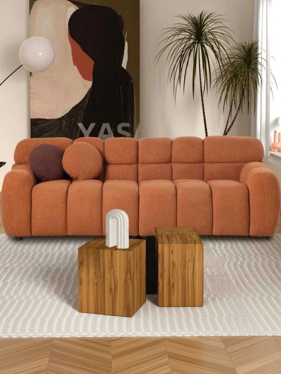 INDIAWOODMART Brown 3 Seater Sofa-picture-4