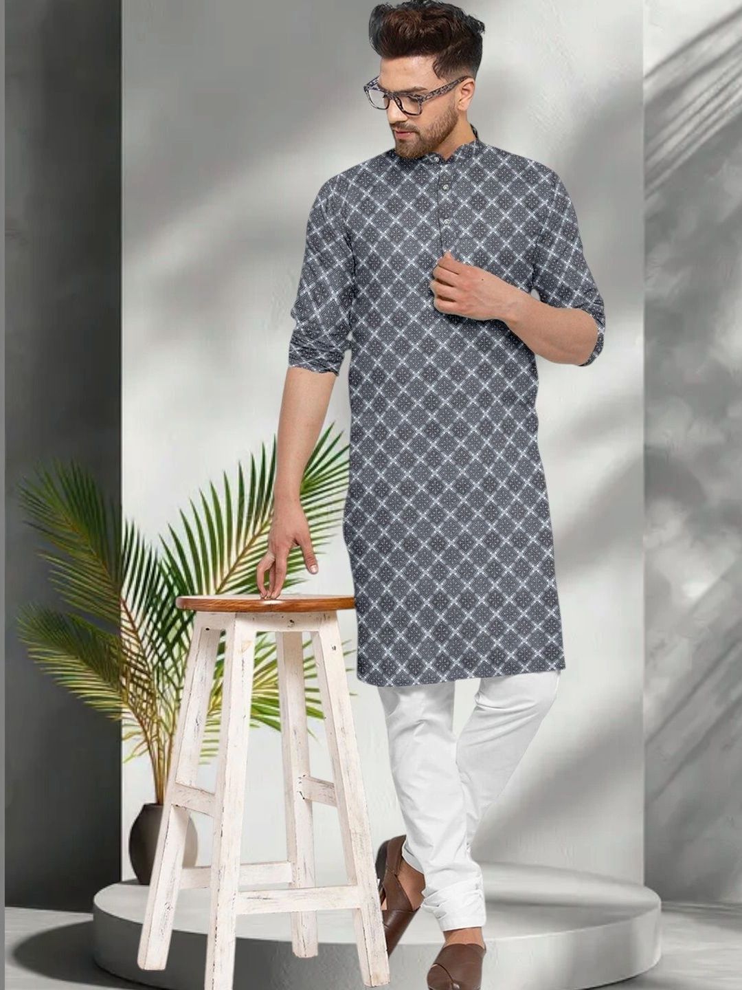 Shiv Leela Men Geometric Printed Kurta-picture-51