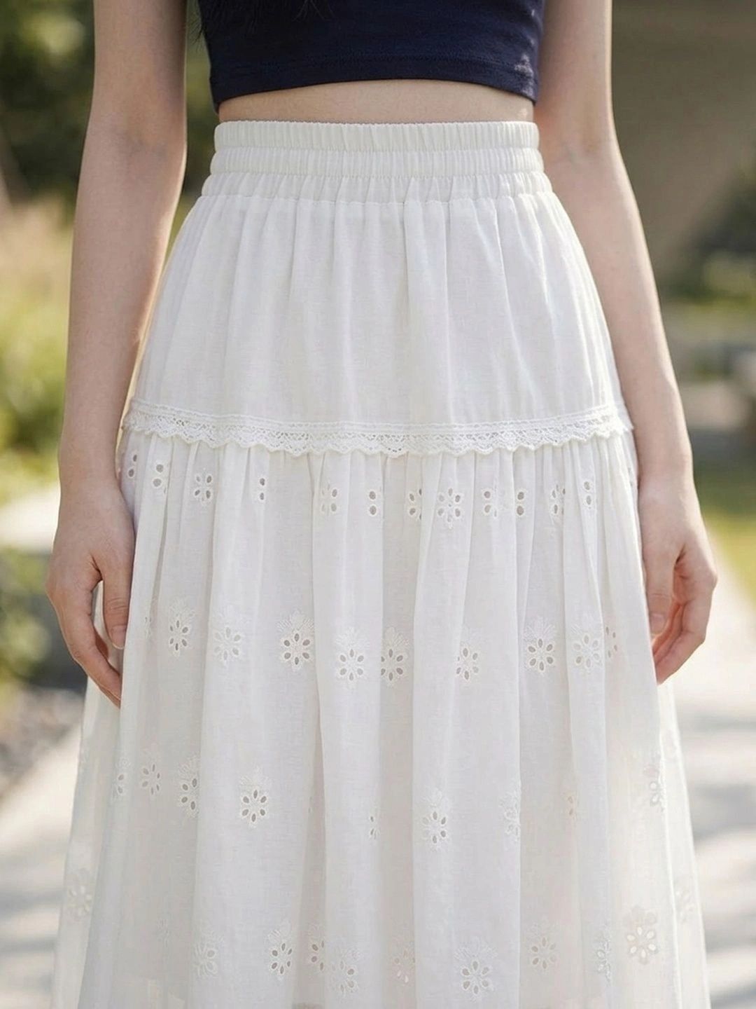 Suo Women Textured Tiered Midi Tiered Skirt-picture-38