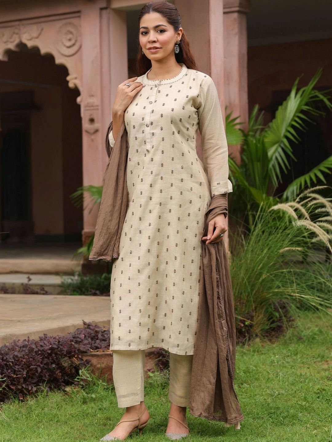 Rain & Rainbow Women Ethnic Motifs Printed Regular Kurta with Trousers & With Dupatta-picture-17