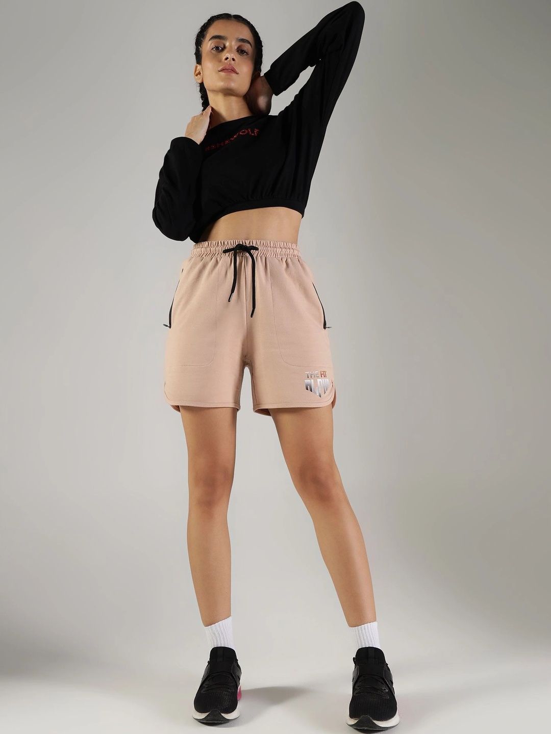THE FIT ALPHA Women Typography Training or Gym Shorts-picture-19
