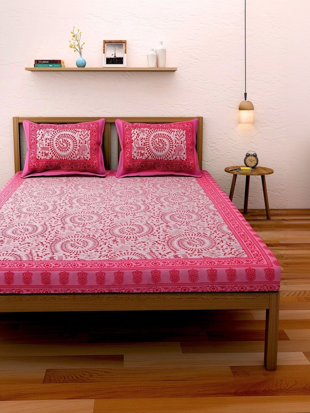 TIMELESS TRENDS Pink 144 TC Bedsheet with 2 Pillow Covers-picture-41