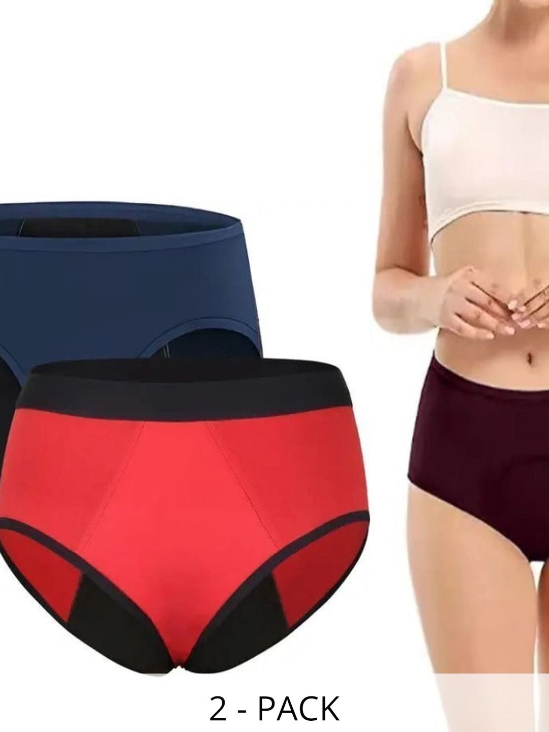 Bebron Women Pack of 2 Assorted Cotton Period Briefs-picture-34