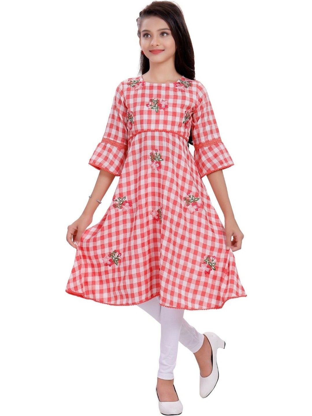 MASTARANG Girls Printed Empire Thread Work Pure Cotton Kurti-image-18