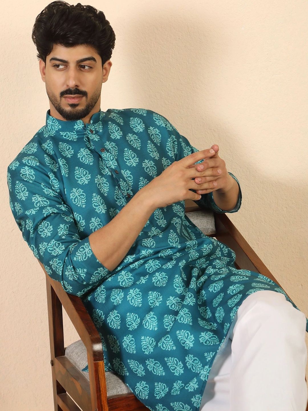 KRAFT INDIA Men Ethnic Motifs Printed Indie Prints Kurta-picture-36