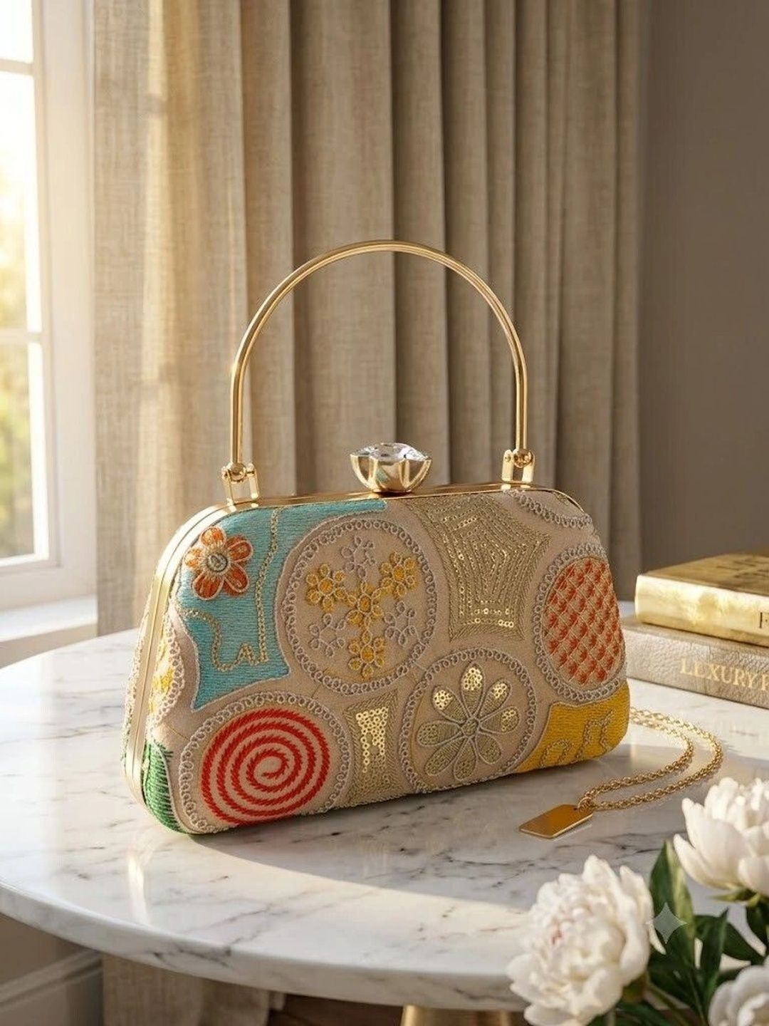 MISHA Embroidered Embellished Box Clutch-picture-40