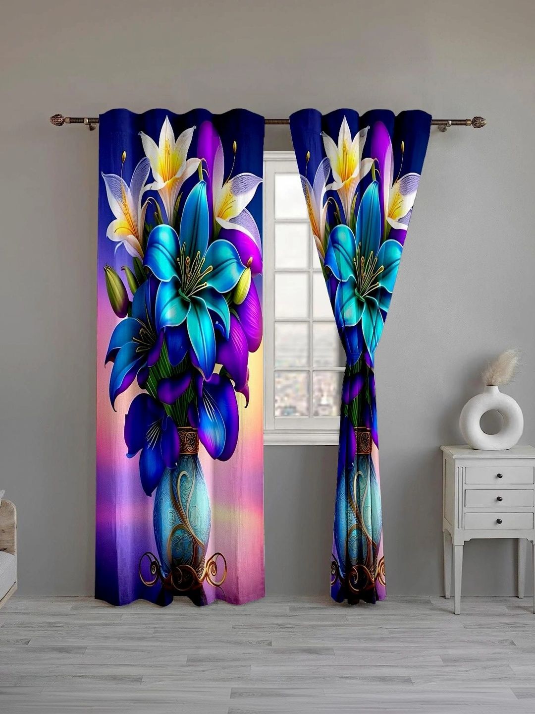 CURTAINRY Purple Floral Long Door Curtain-picture-16