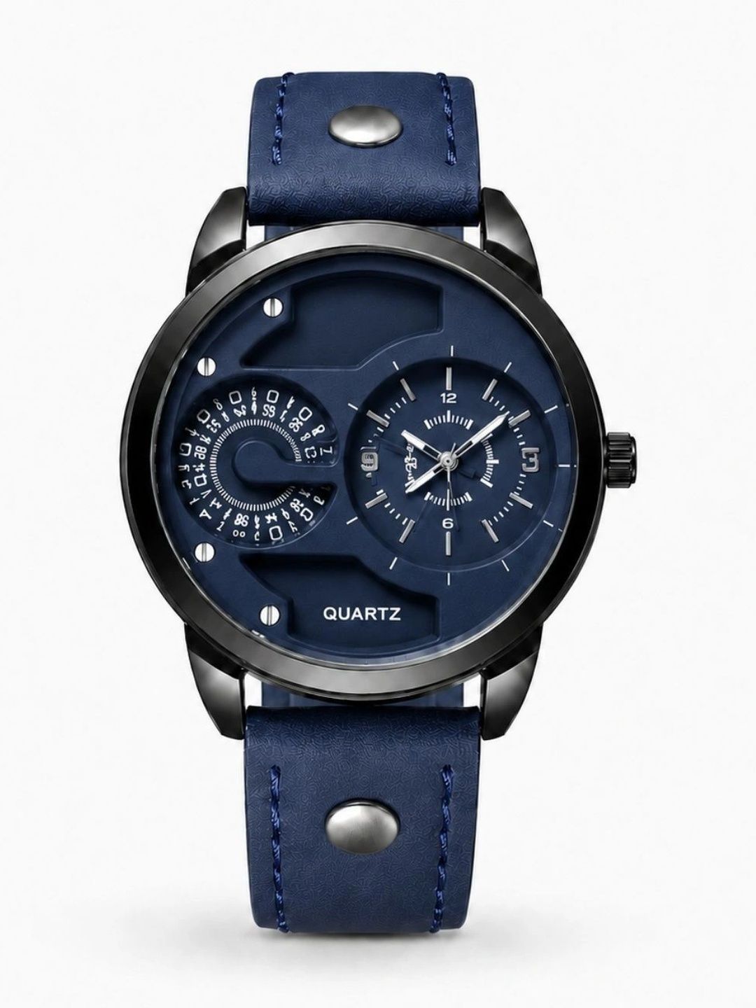 Vondex Men Dial & Leather Straps Analogue Watch AUG26_MODERN_NEW_DUAL_TIME_PU_BLUE-image-38