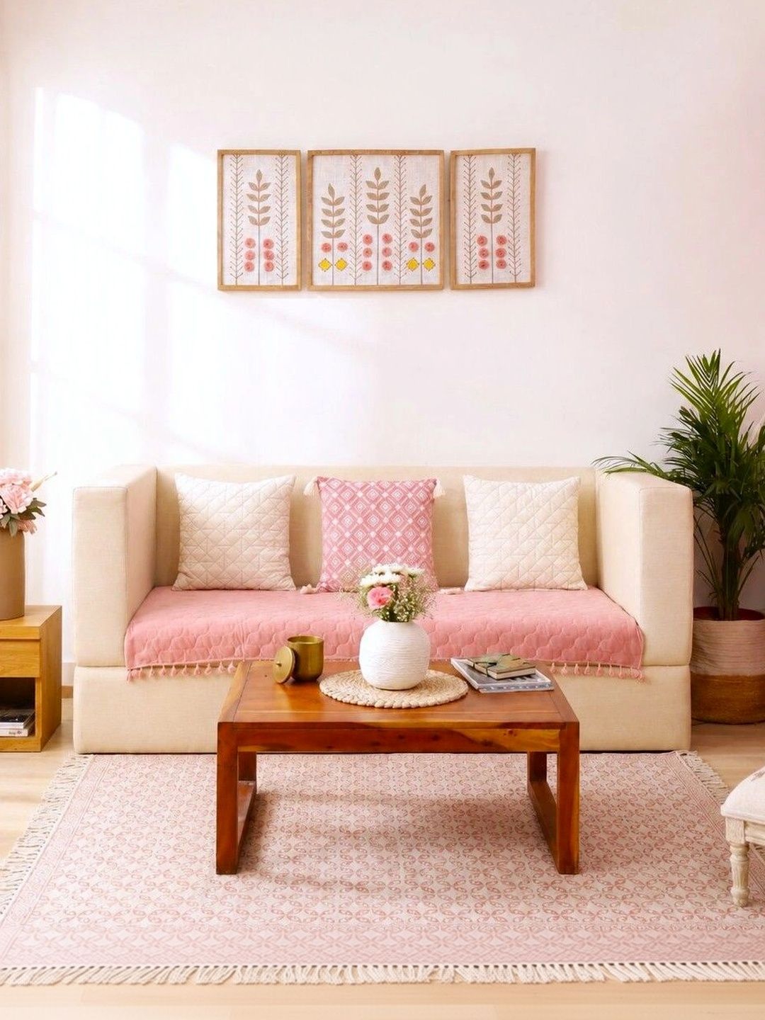 eyda Pink 4 Piece Sofa Cover Without Arms-picture-13