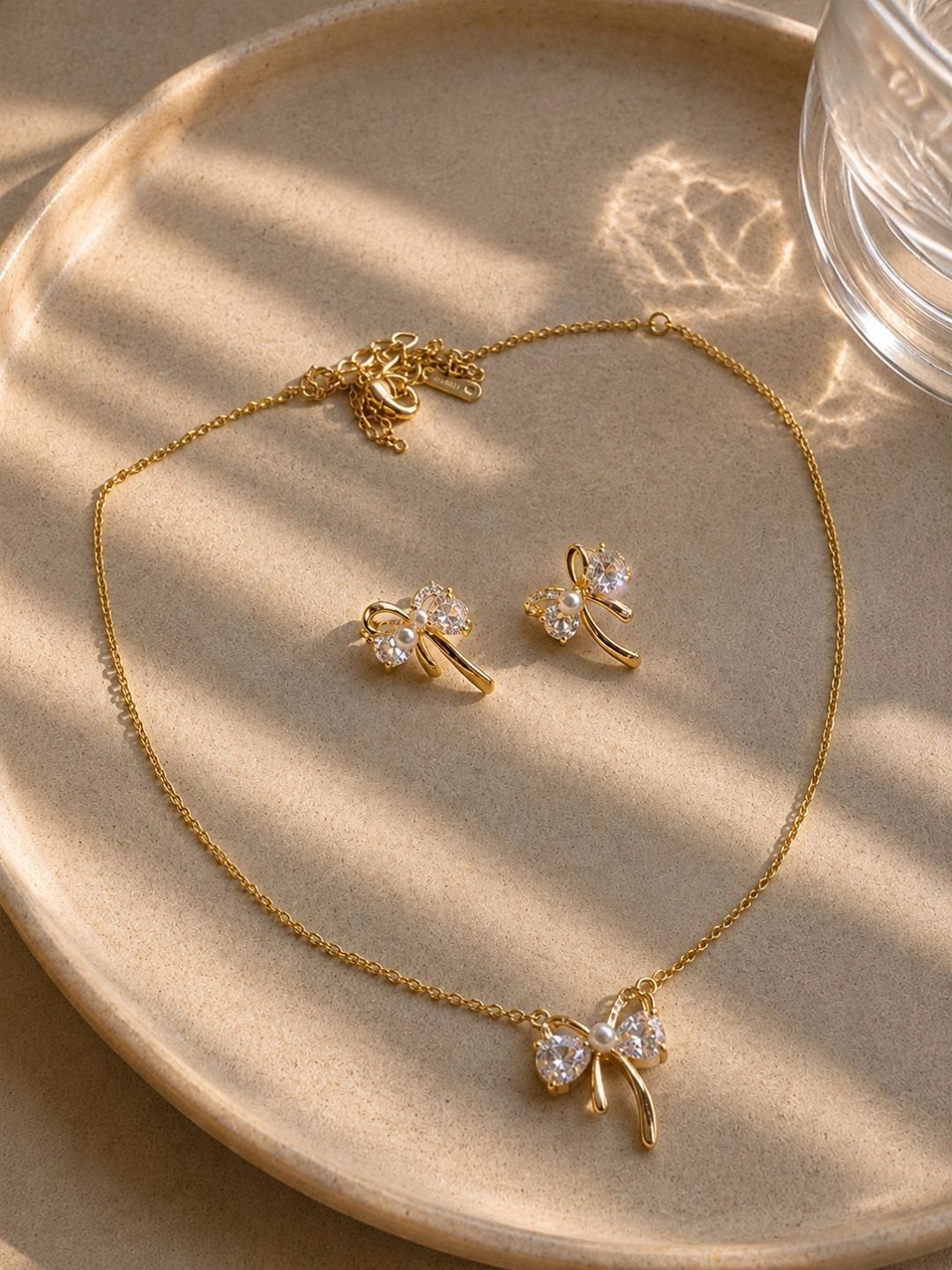 MRINMAYI Gold-Plated Cubic Zirconia Necklace and Earrings-picture-41