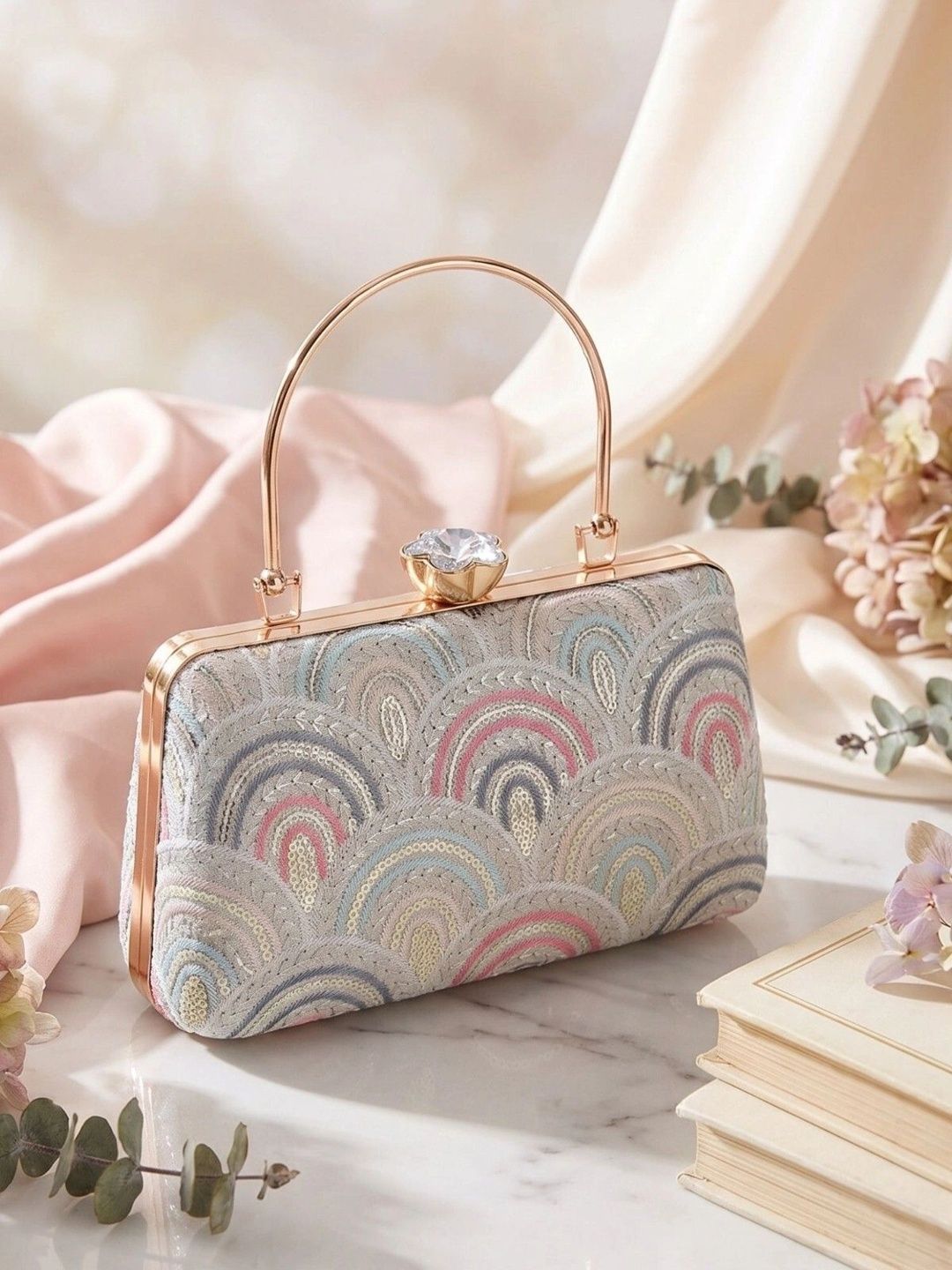 MISHA Embroidered Embellished Box Clutch-picture-40