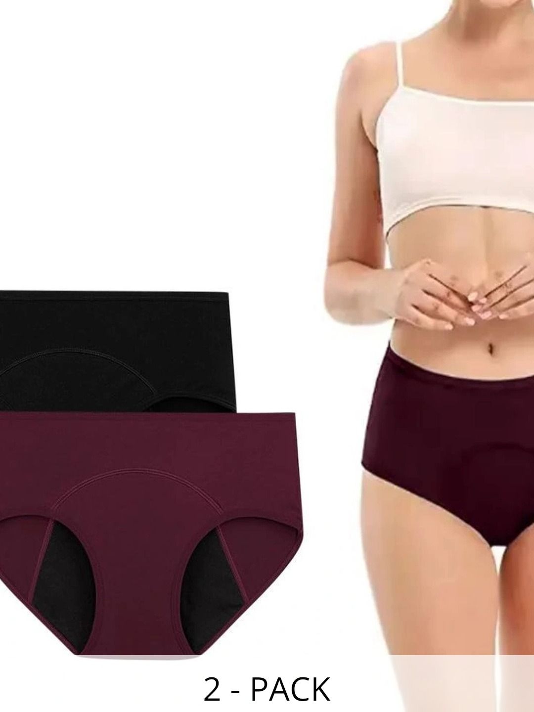 Bebron Women Pack of 2 Assorted Cotton Period Briefs-picture-39