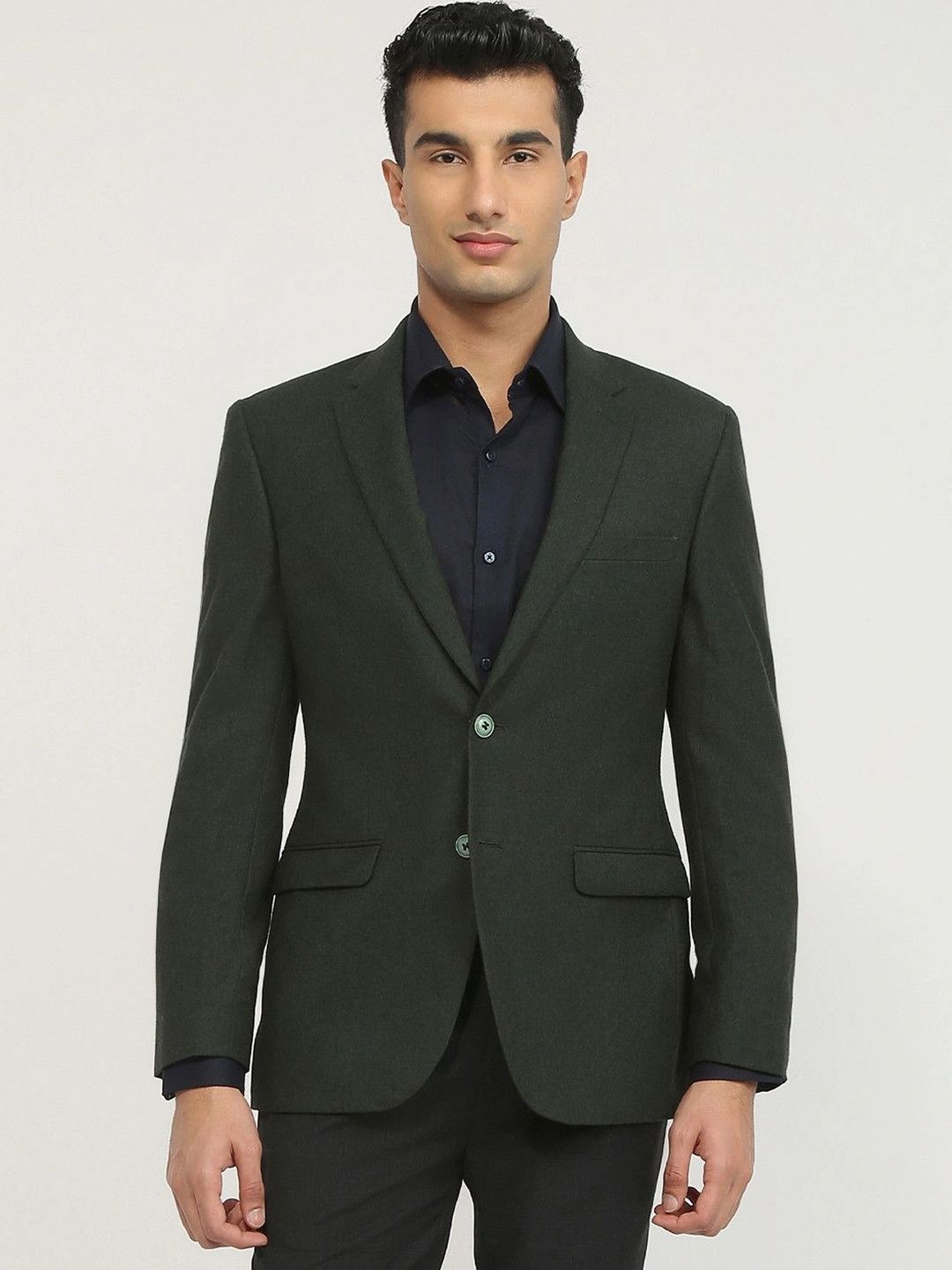 Raymond Woollen Notched Lapel Single-Breasted Formal Blazer-picture-36