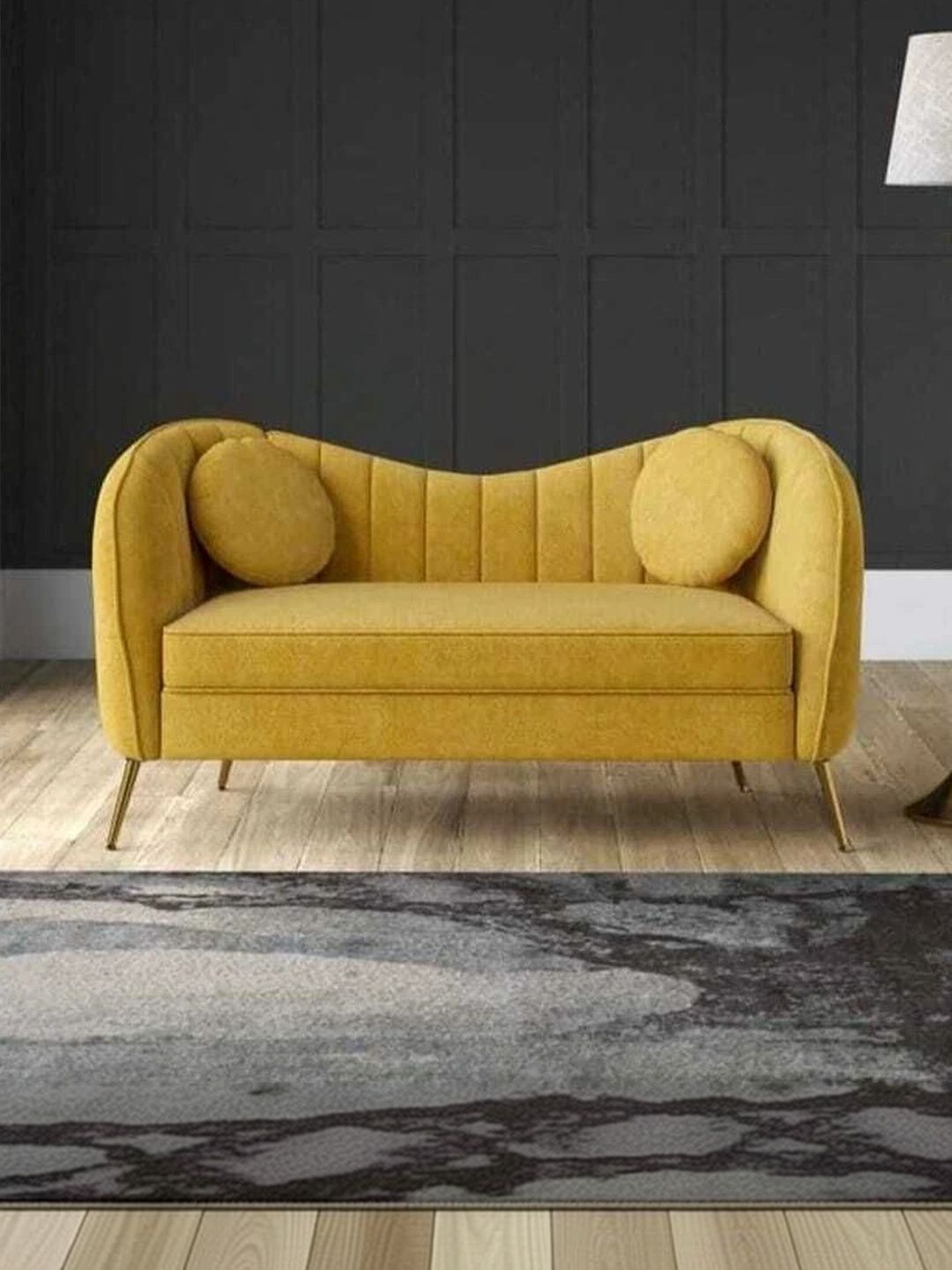 Soul craft Yellow Wooden 2-Seater Sofa-image-31