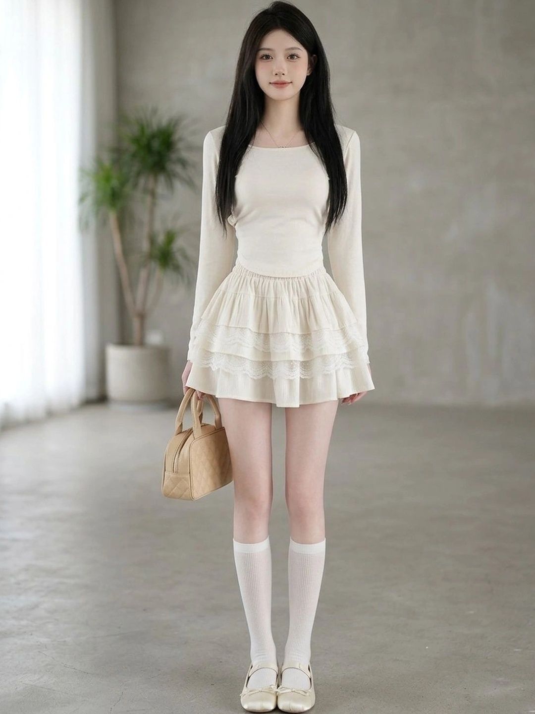 Suo Women Frills Bows and Ruffles Mini Flared Skirt-picture-39