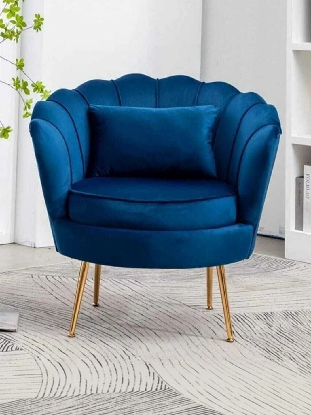 Soul craft Blue Fabric Lounge Chair-image-3