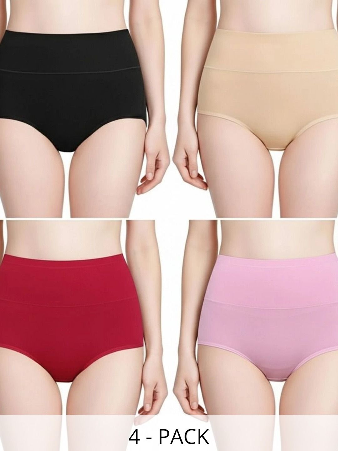 Bebron Women Pack of 4 Assorted Cotton Basic Briefs-picture-30