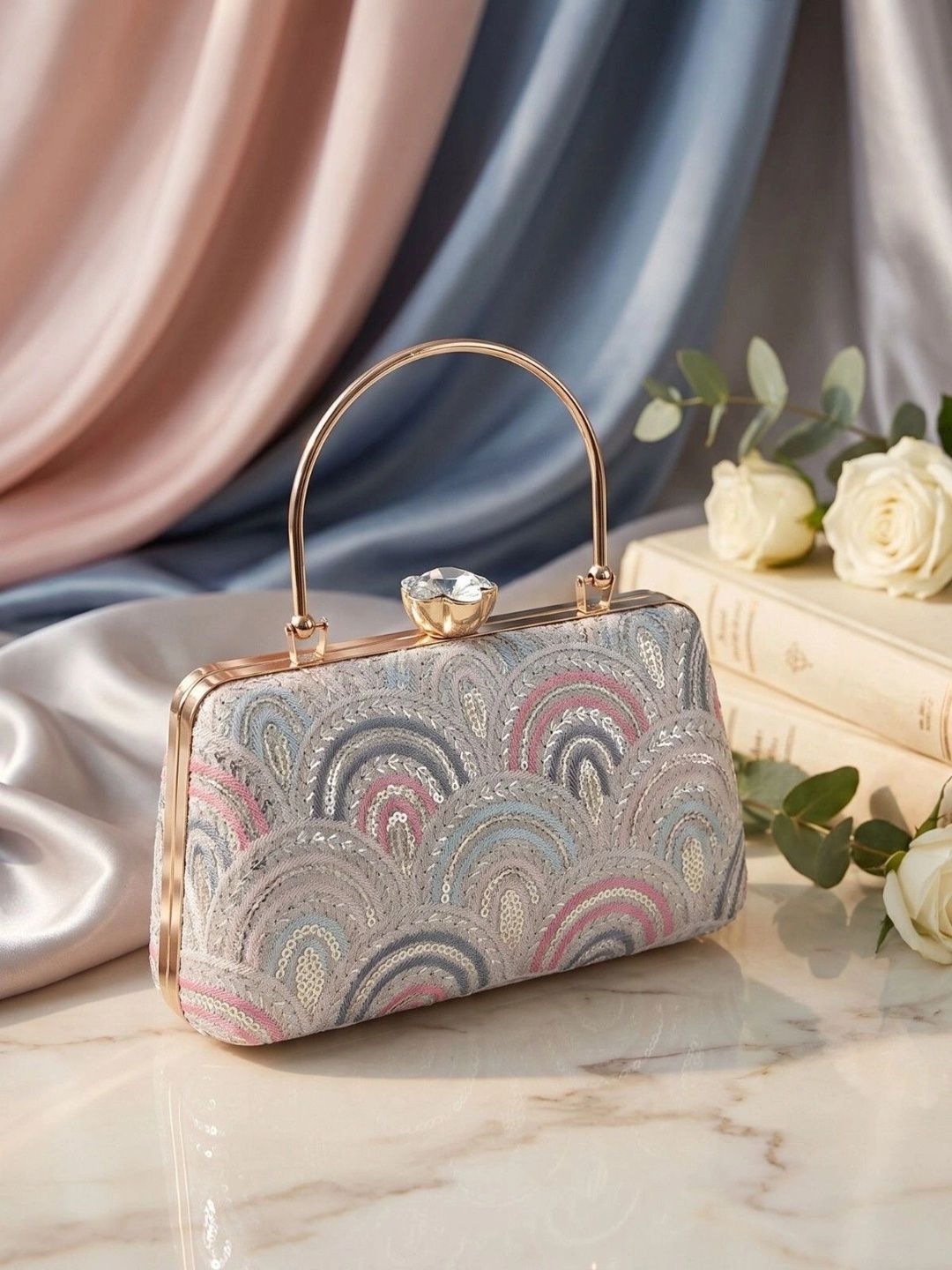 MISHA Embroidered Embellished Box Clutch-picture-21