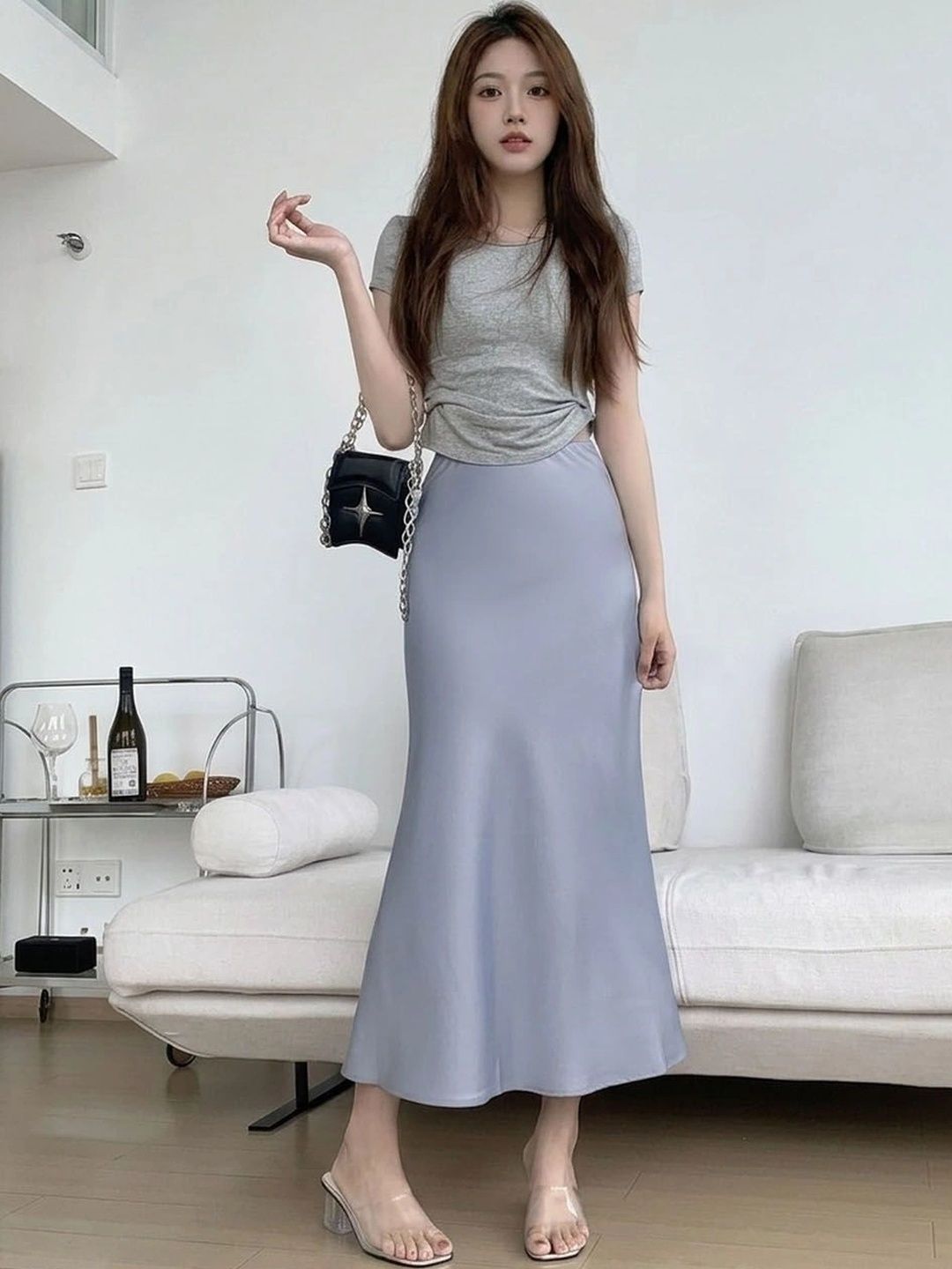 Suo Women Midi A-Line Skirt-picture-48