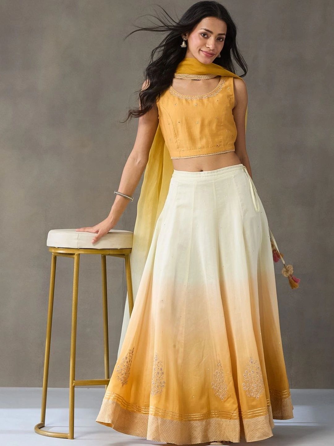 Fabindia Embellished Thread Work Ready to Wear Lehenga & Blouse With Dupatta-picture-34