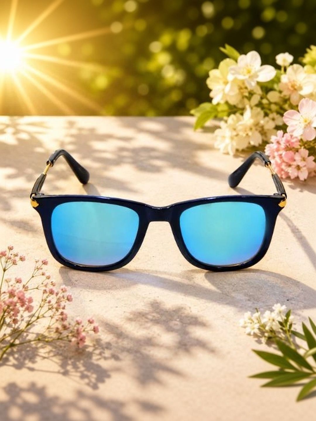 Roadster Unisex Blue Lens & Black Rectangle Sunglasses with-image-45