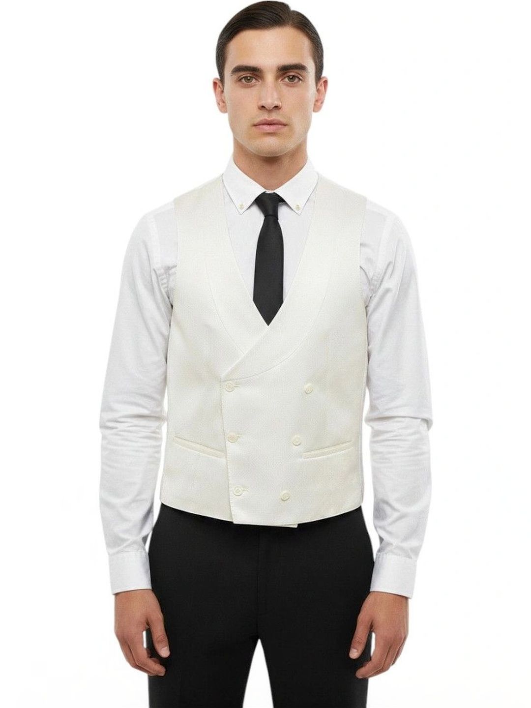 Corneliani White Double Breasted Waistcoat-picture-20