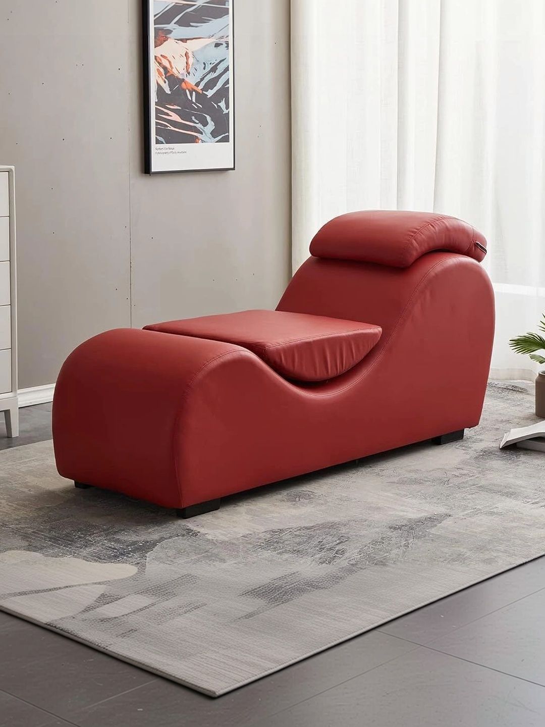 INDIAWOODMART Brown Self Design Lounge Chair-image-20