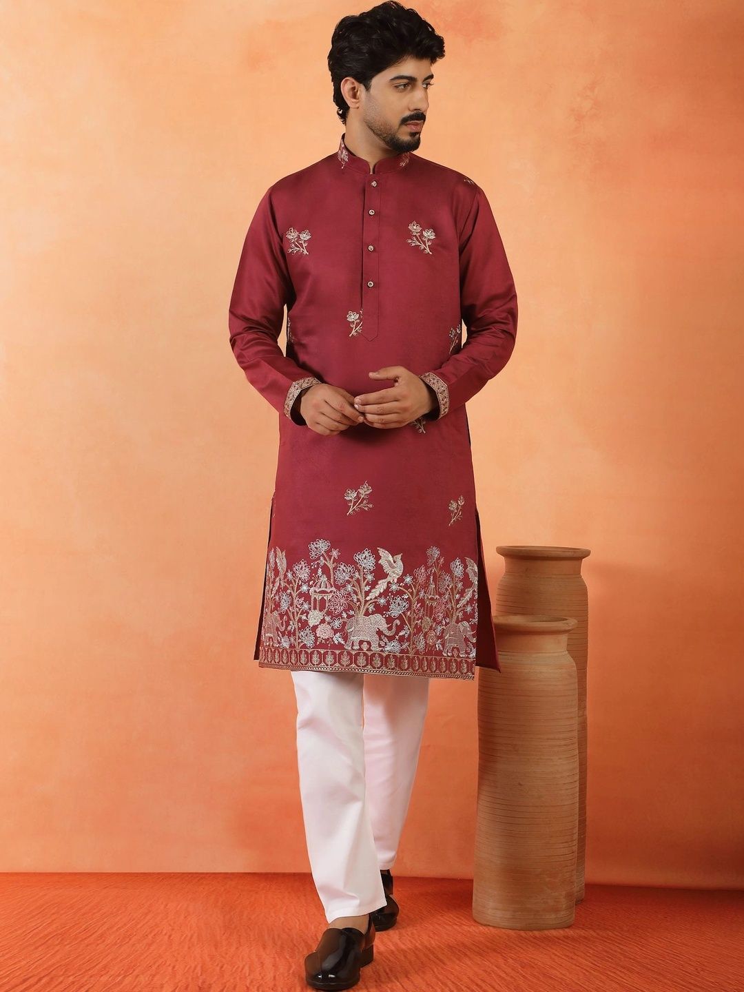 KRAFT INDIA Men Embroidered Thread Work Kurta-picture-37