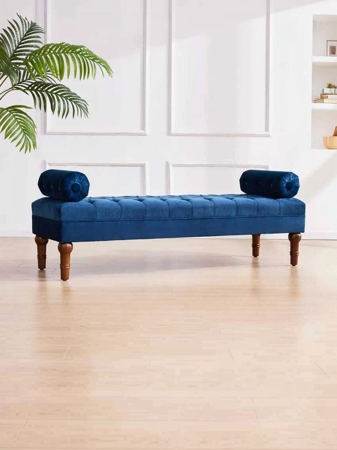 INDIAWOODMART Blue Self Design Sheesham Wood Lounge Chair-image-34