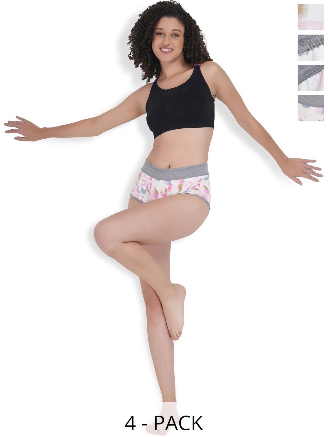 Bebron Women Pack of 4 Printed Assorted Hipster Briefs-picture-29