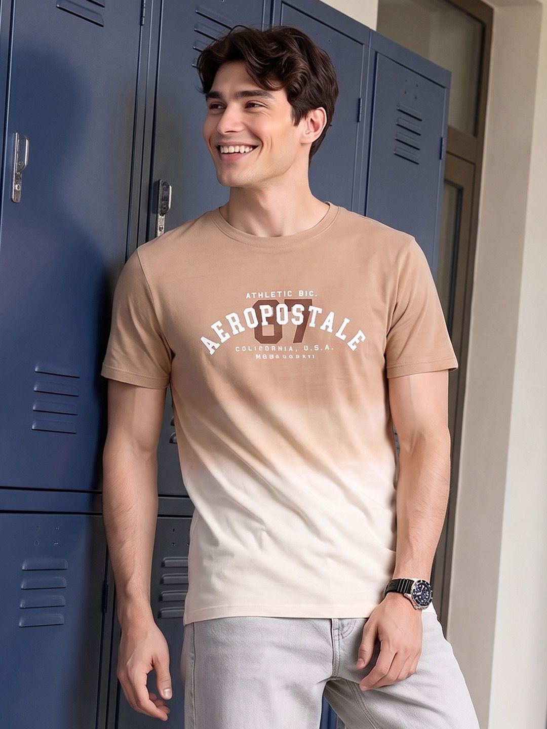 Aeropostale Brand Logo Printed Pure Cotton T-shirt-picture-33