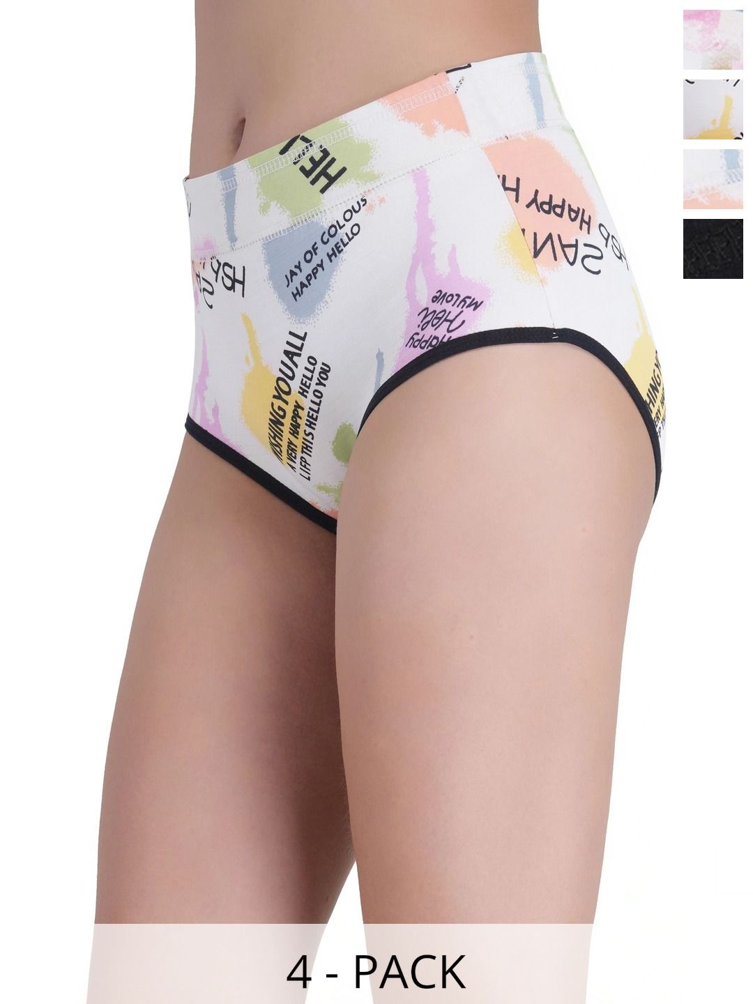 Bebron Women Pack of 4 Printed Assorted Basic Briefs-picture-15