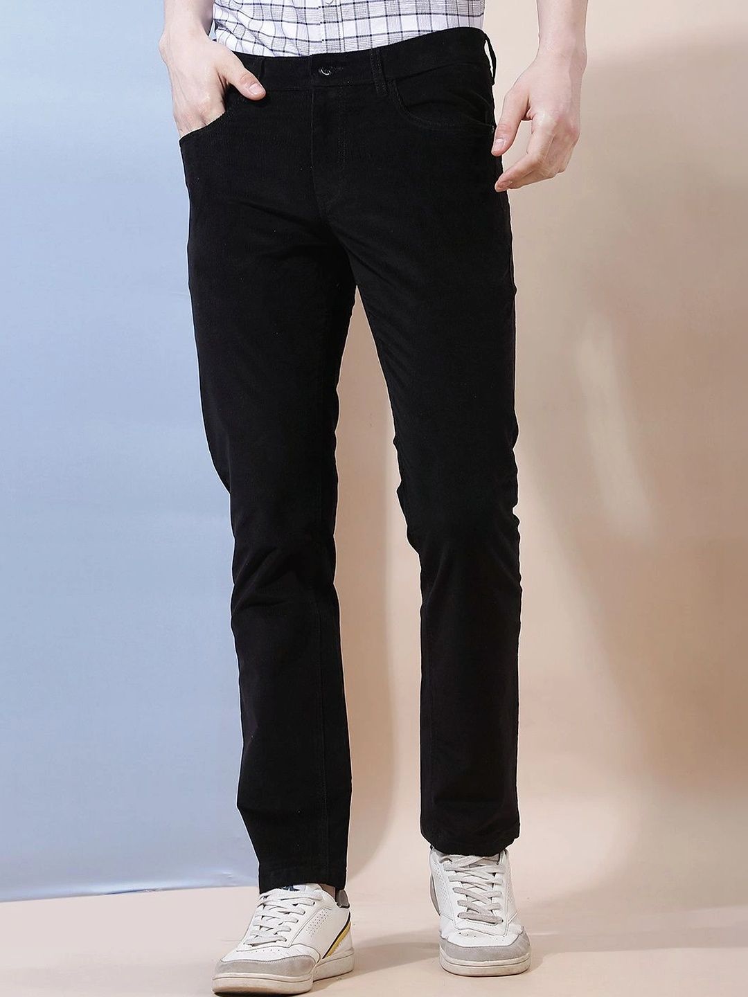 Crimsoune Club Men Slim Fit Easy Wash Corduroy Chinos Trousers-picture-13