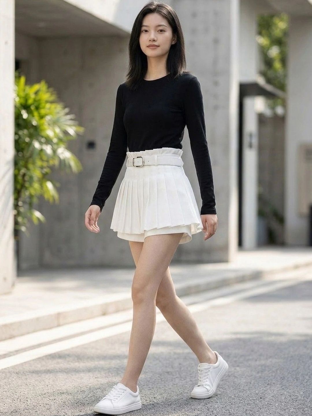 Suo Women Accordion Pleated Mini Flared Skirt-picture-37