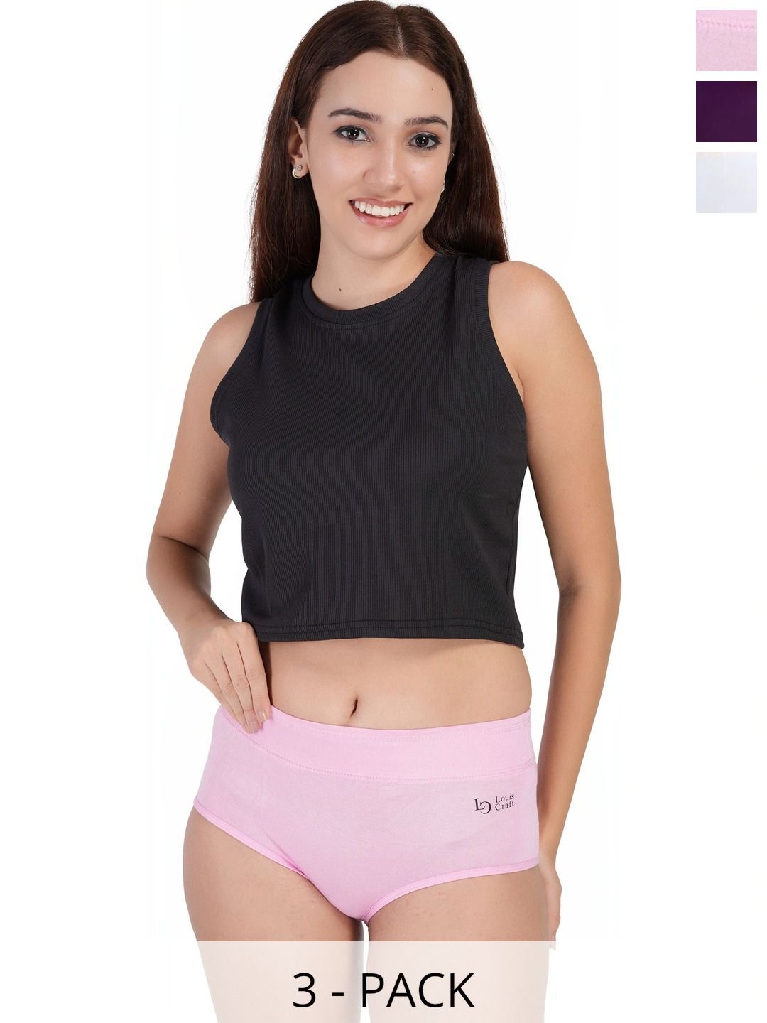 Bebron Women Pack of 3 Assorted Cotton Basic Briefs-picture-28