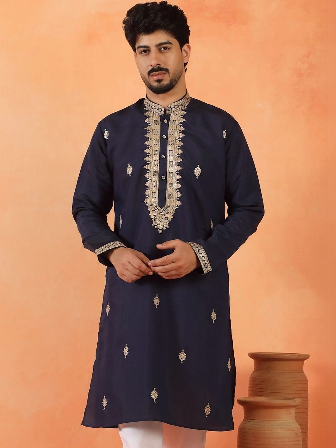 KRAFT INDIA Men Embellished Grandeur & Majestic Artwork Kurta-picture-24
