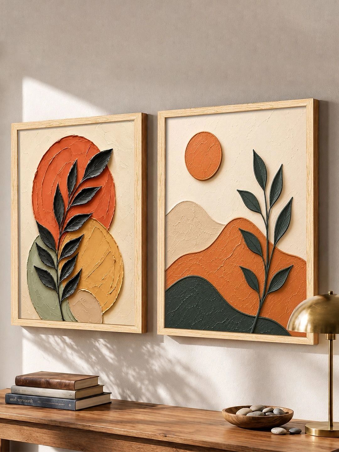 Art Street Beige Set of 2 Piece MDF Other Wall Paintings-picture-45