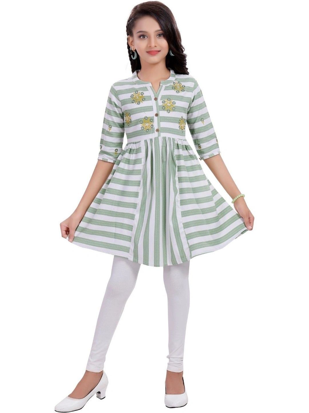 MASTARANG Girls Striped Empire Pure Cotton Kurta-picture-41