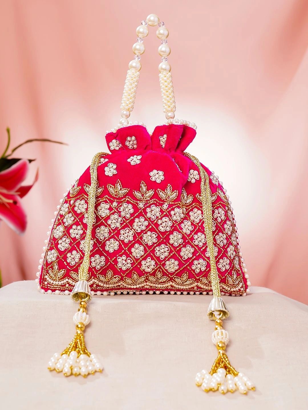 Rubans Embroidered Embellished Potli Clutch-picture-5