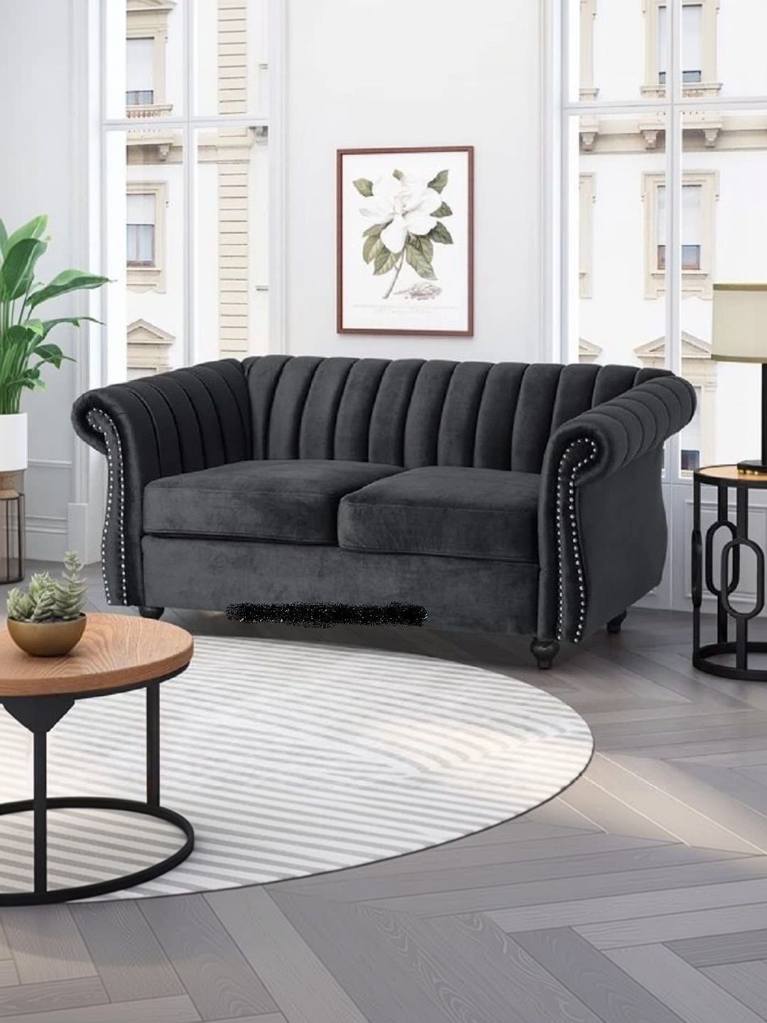 INDIAWOODMART Grey 2 Seater Sofa-picture-11