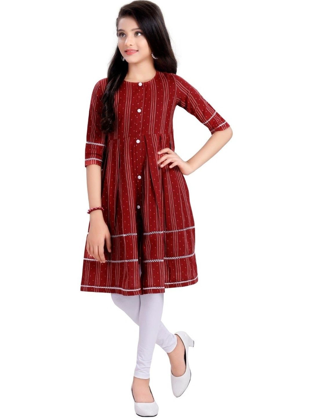MASTARANG Girls Printed Empire Pure Cotton Kurta-image-19