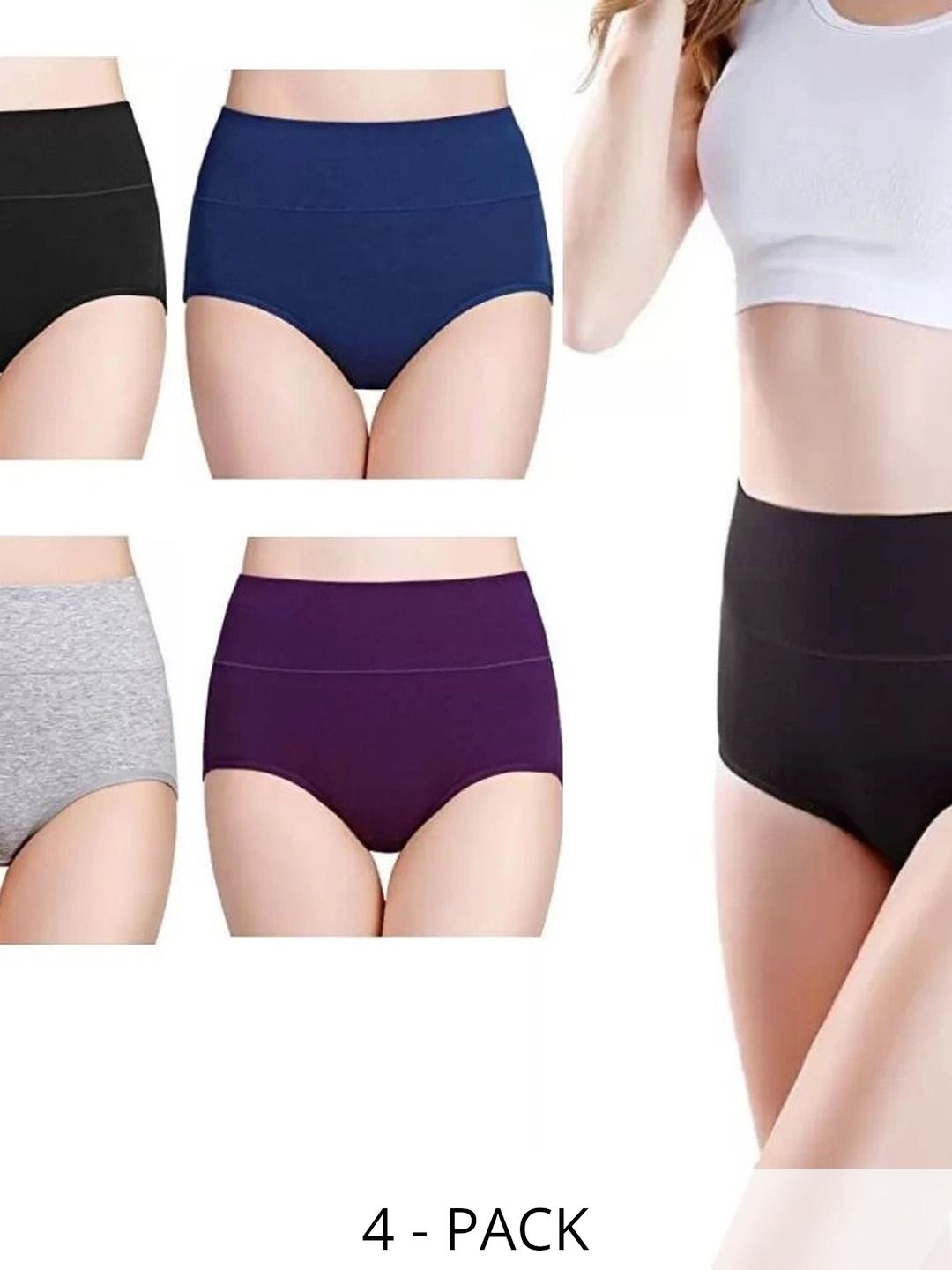 Bebron Women Pack of 4 Assorted Cotton Basic Briefs-picture-44